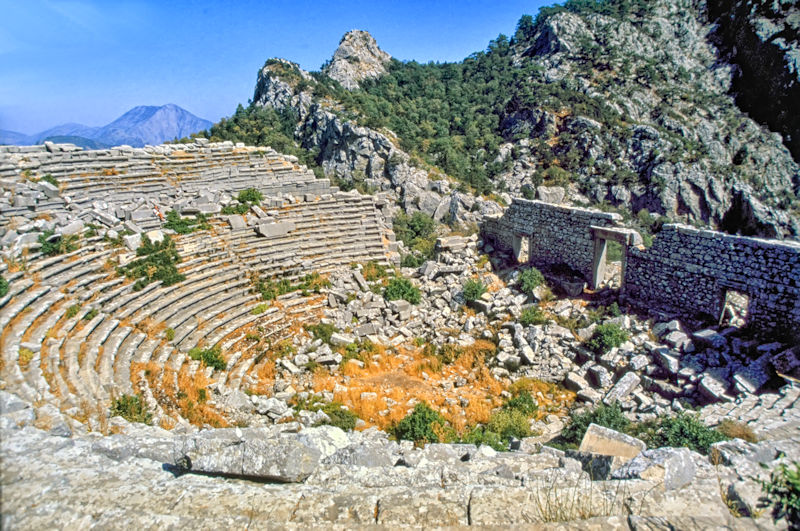 Ruins of the theatre in Termessos, Taurus Mountains, Turkey